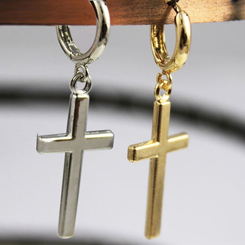 Shiny Cross Men's Earrings and Studs