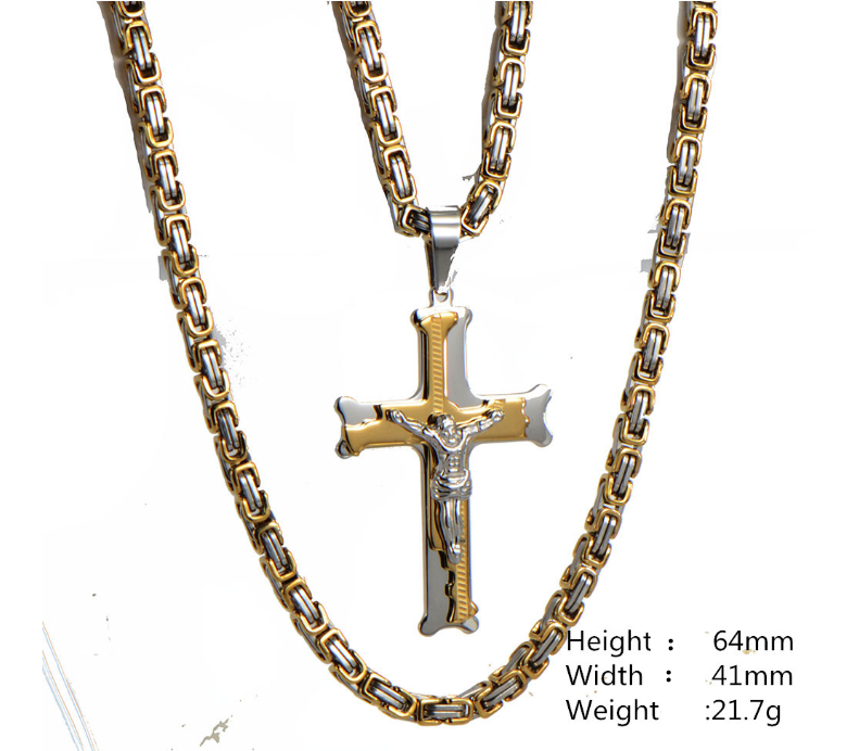 Cross Necklace, Jesus Christ Pendant, Korean Style Jewelry
