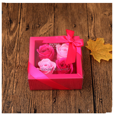 Soap Flower Gift Box with Bear and Heart-shaped Tin