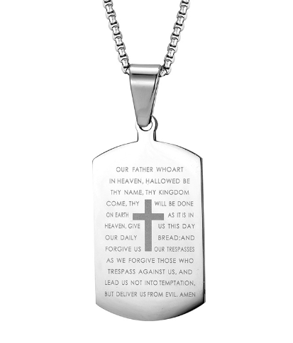 Couple's Cross Necklace with Bible Design