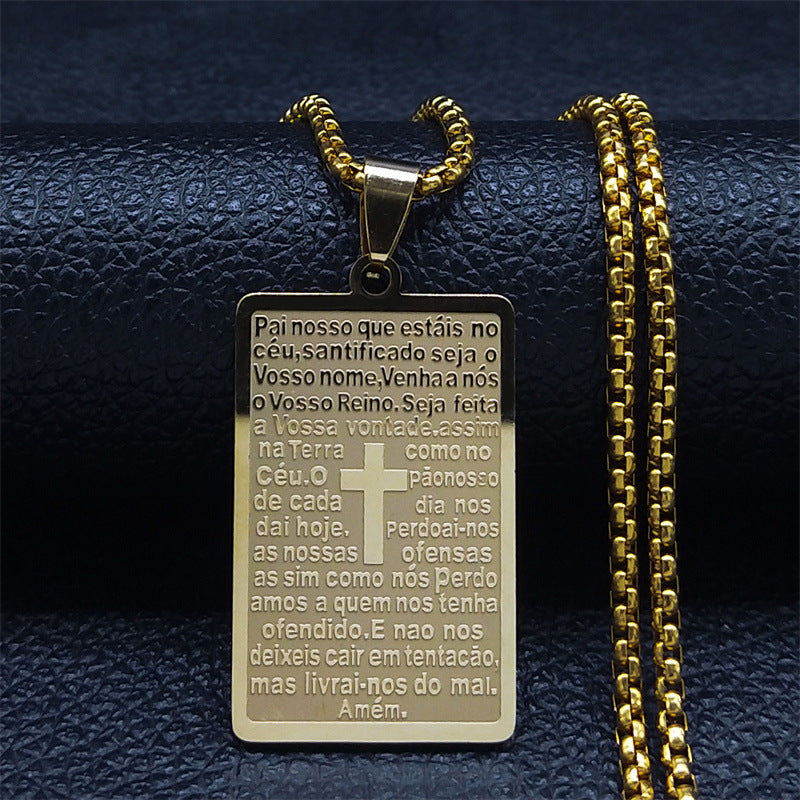 Stainless Steel Bible Prayer Necklace for Men