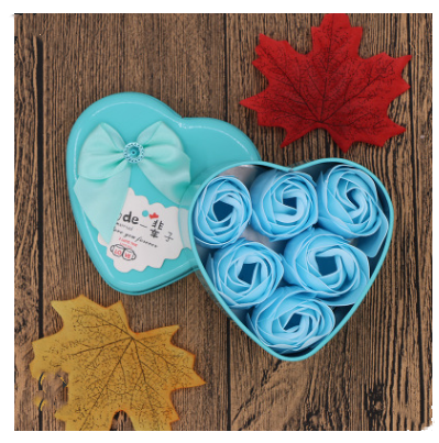 Soap Flower Gift Box with Bear and Heart-shaped Tin